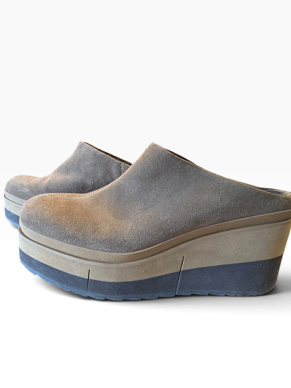 Naked Feet Women’s Size 10 Taupe Suede Platform Slip-On Mule Style Shoes - Picture 2 of 7